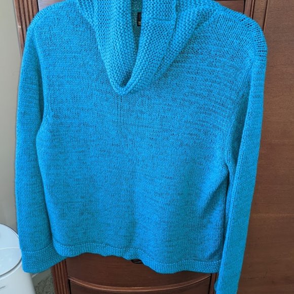 Sigrid Olson Sport Cowlneck Sweater Blue- Size: M - Picture 2 of 4
